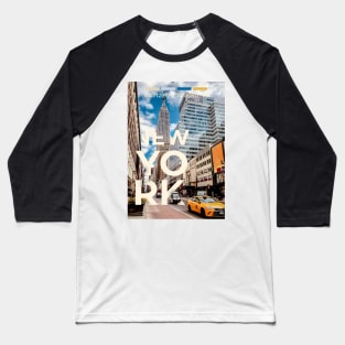 New York Travel Poster Baseball T-Shirt